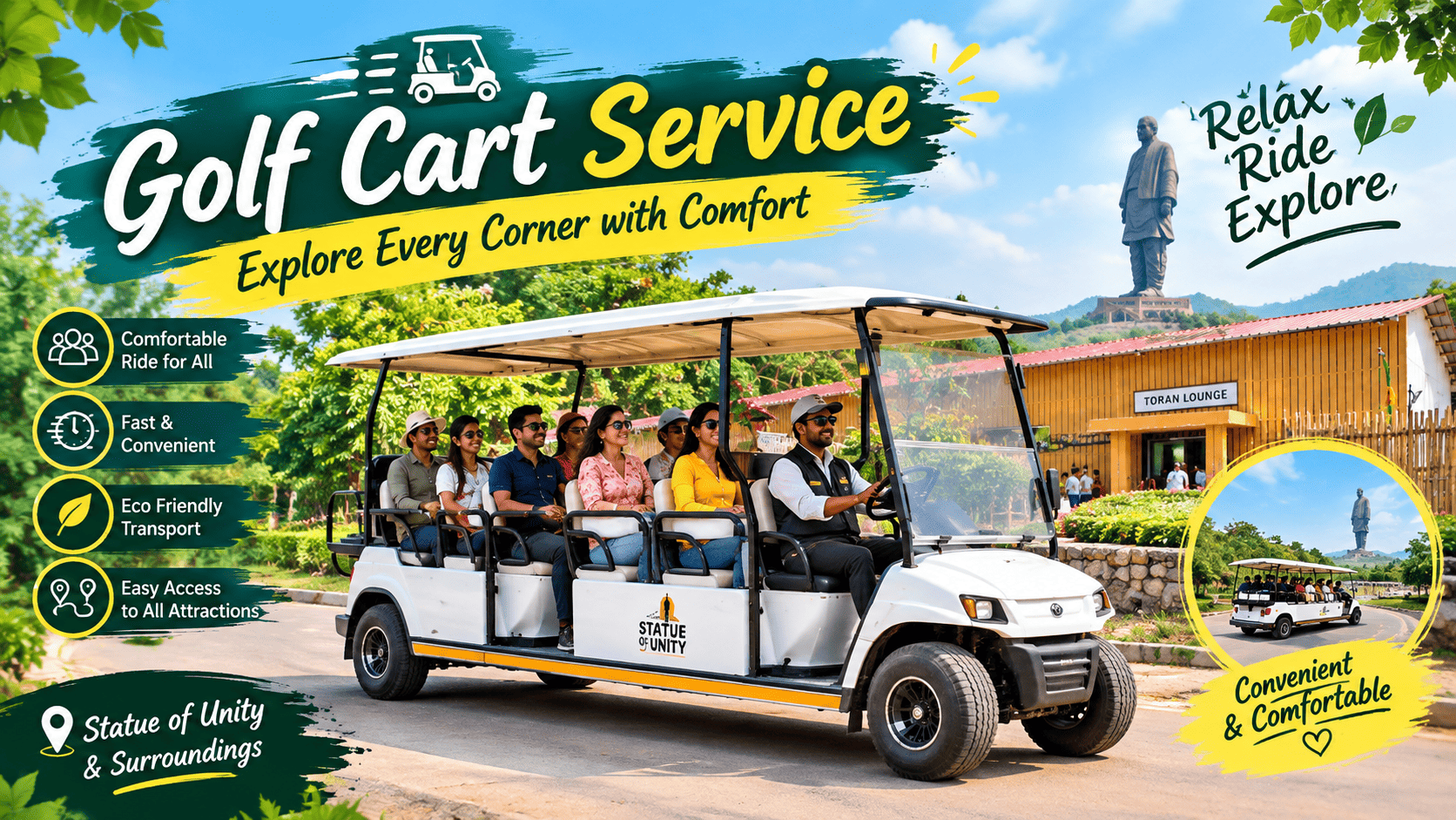 Statue Of Unity Golf Cart Service Full Day
